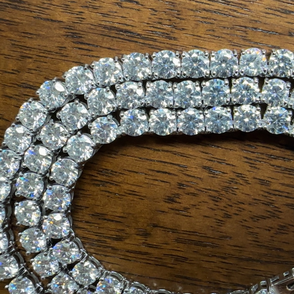 Elegant Silver Moissanite Necklace 5 mm 22”